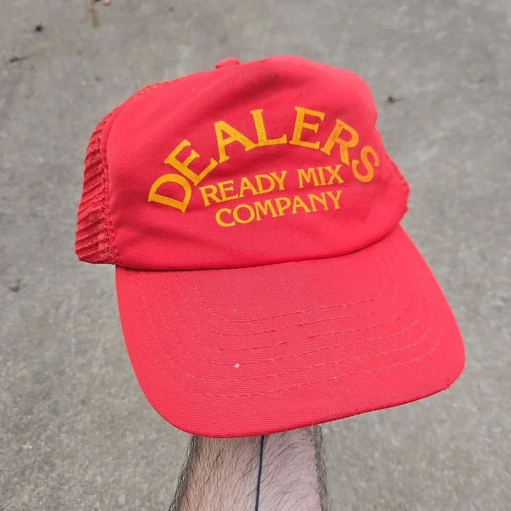 VTG Dealers Ready Mix Kansas City MO Red Trucker Hat Snapback Construction 1980s